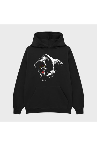 PURE EFFECT Unisex Vlone Panther με στάμπα, 3 κλωστές, ανάγλυφο φούτερ με κου...