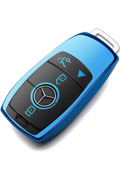 Generic Compatible with Mercedes Benz Key Fob Cover Blue car key chain case P...
