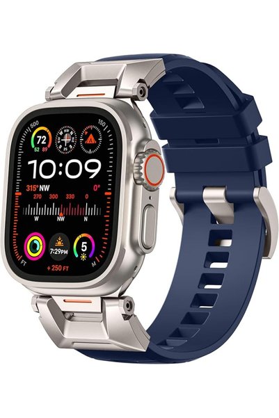 Bandletic حزام R-Steel FKM مصمم لساعة أبل ألترا 2 / ساعة أبل ألترا 49 ملم للر...
