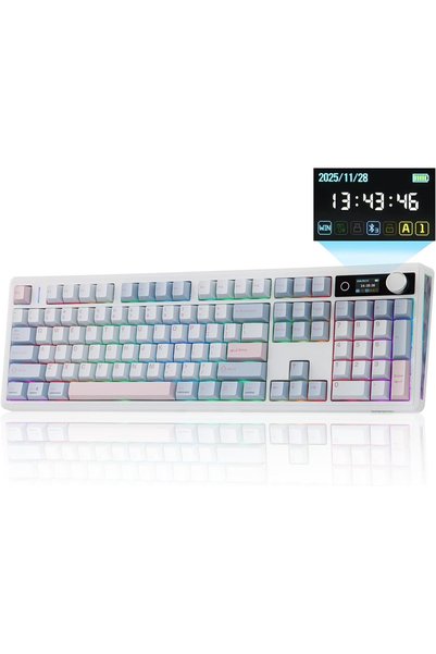 Generic لوحة مفاتيح ميكانيكية كاملة الحجم TH108 V2 PRO مع شاشة ومقبض