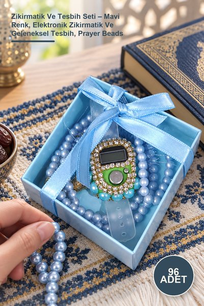 Yenilig 96 Pieces Zikirmatik and Tasbih Set – Blue Color, Electronic Zikirmat...