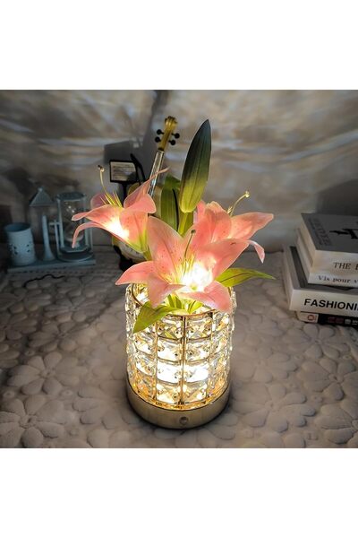 Generic Crystal Lily Flower Lamps, USB Rechargeable Cable-Free Lamps, 3-Color...