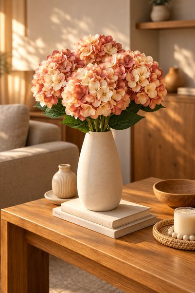 ELZI ATÖLYE Ortanca (Hortensia) Yapay Çiçek – 60 cm | Doğal Görünümlü Tek Dal...