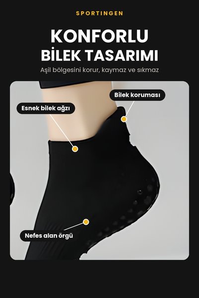 Sportingen 3 Çift Kadın Kaydırmaz Silikon Tabanlı Desenli Pilates ve Yoga Çorabı