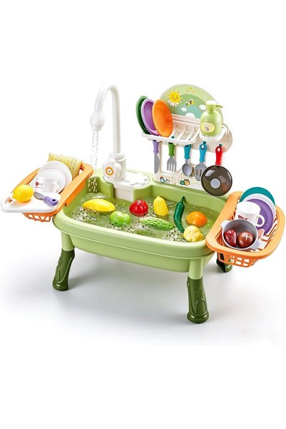 Generic Kitchen Toy Sink with Running Water, 4-in-1 Kid's Water Table Toy wit...