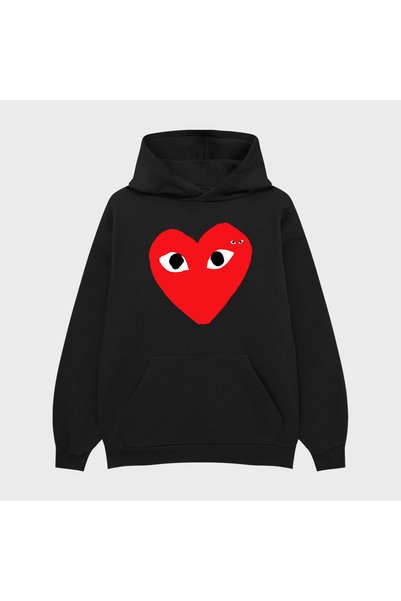 PURE EFFECT Unisex Double Comme Printed 3 Threaded Hoodie Sweatshirt