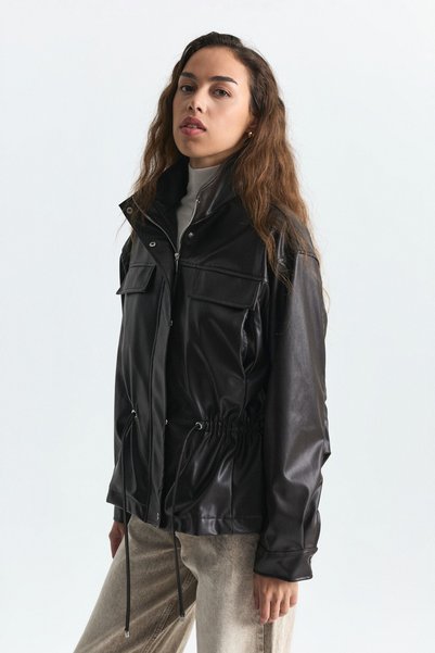 Antioch Faux Leather Bomber Jacket