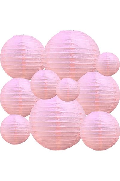 Generic 10Pcs Pink Paper Lanterns Decorative, Chinese/Japanese Hanging Round ...