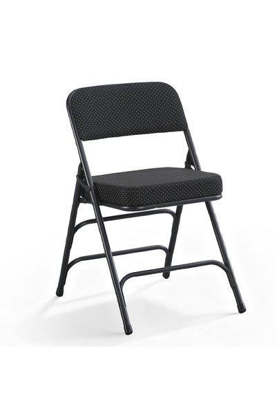 GENERAL Folding Chairs with Thick Cushion Seat, Steel Frame, 1 Pack Grey