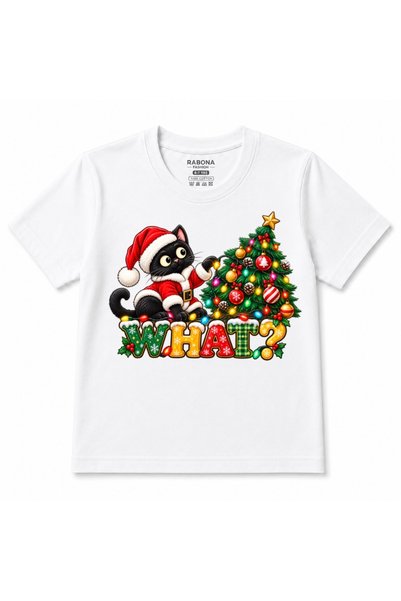 Rabona Fashion Pisică de Crăciun – Tricou grafic amuzant pentru copii cu pisi...