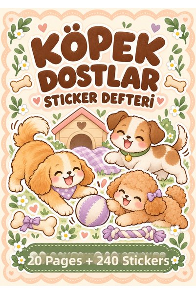 Rana İkra Art Σημειωματάριο με αυτοκόλλητα Dog Friends (20 σελίδες, 240 αυτοκ...