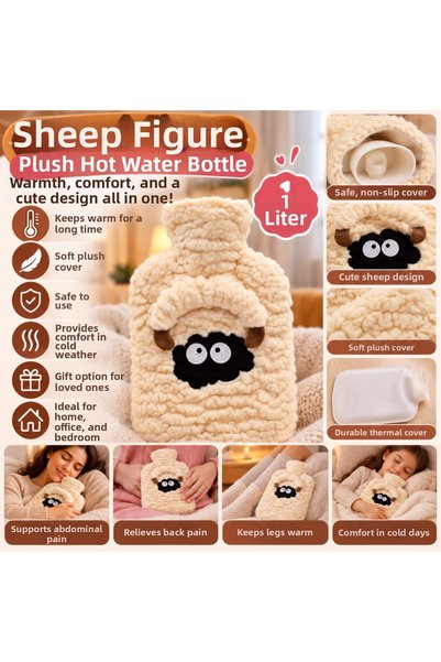 kumkumticaret Plush Hot Water Bag with Little Dog Figure 1 Lt – Soft Cover, L...