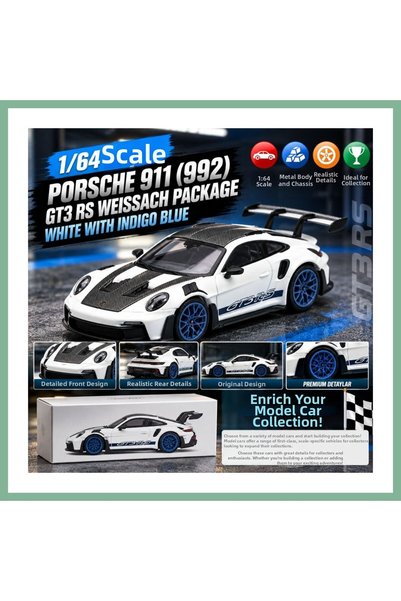 mini gt 1/64 بورش 911 (992) GT3 RS وايساش باكيج أبيض مع أزرق إنديجو BSK2026