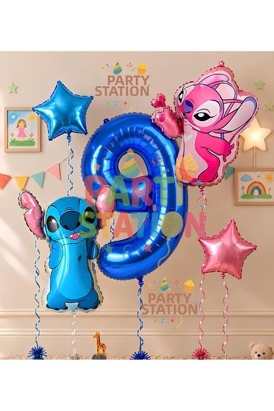 Parti Station مجموعة بالونات لحفلات أعياد الميلاد من ليلو وستيتش وأنجل، مقاس ...