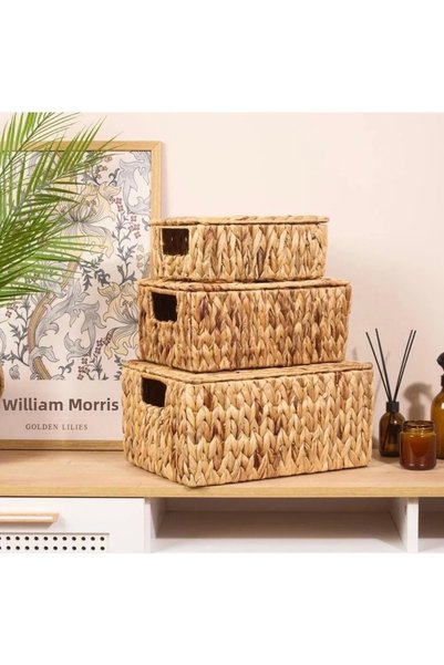 HND CONCEPT Wicker Multi-Purpose Rectangular Box with Lid S 28X20 cm