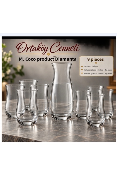 ORTAKÖYCENNETİ 9 Pieces. Tableware Presentation Cups and Carafe M.Coco Produc...