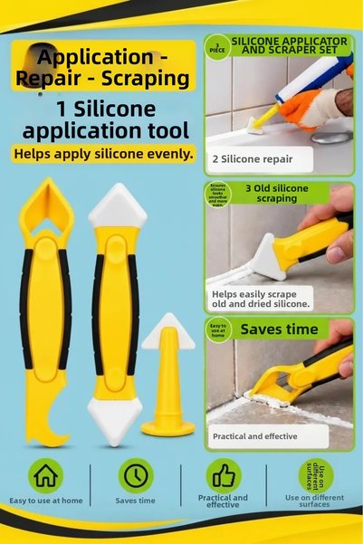 ARMÜZ 3 Piece Tile Joint and Silicone Scraper Cleaning Tool Trowel Set