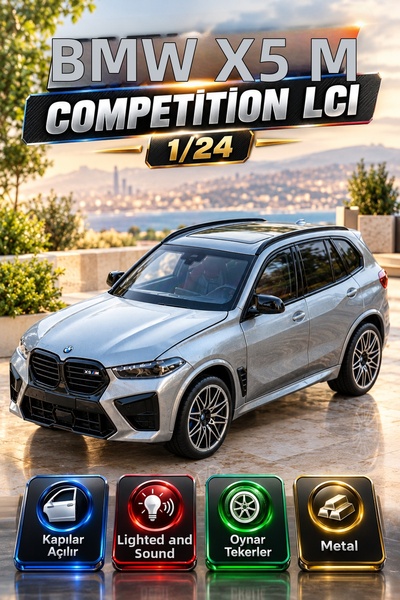 L'eDoren سيارة BMW X5 M Competition LCI موديل 1/24 مصنوعة من المعدن مع أضواء ...