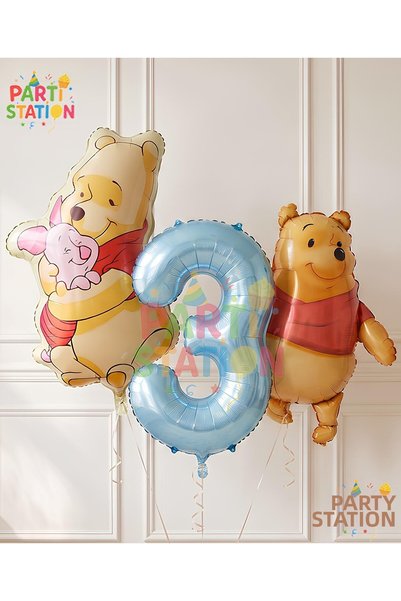 Parti Station Winnie the Pooh Concept 3 Year Old Balloon Set 3 Pieces