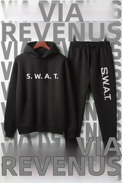 Vordevia S.W.A.T. Set de trening cu glugă, unisex, cu imprimeu, cu croială largă