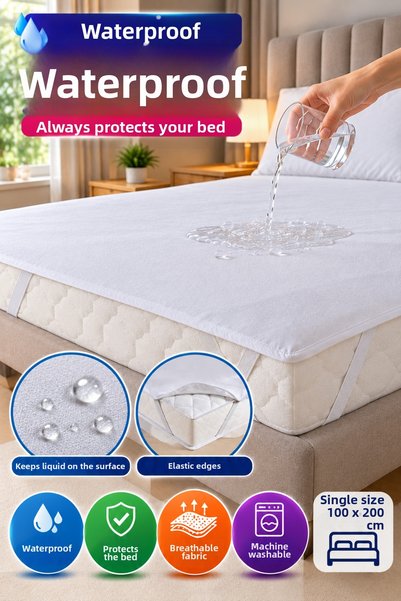 OpenCity غطاء سرير مقاوم للسوائل مقاس 100 × 200 سم، غطاء سرير مطاطي ذو 4 زواي...