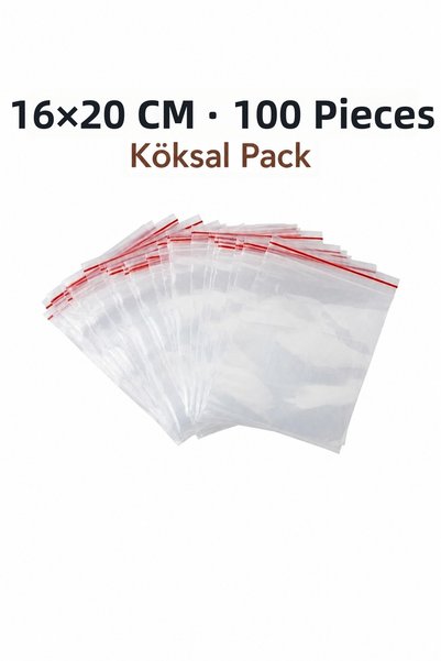Köksal Pack 100 كيس ثلاجة بقفل شفاف مقاس 16x20 سم