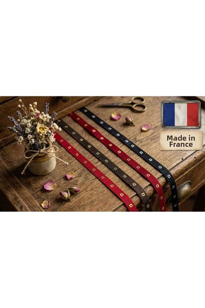 satab French Grosgrain with Glitter Squares /Decorative Ribbon 8mm - Pink/Kha...