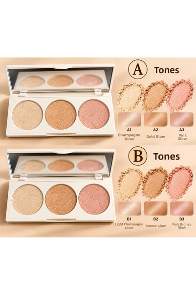 MİLANO BEAUTYS مجموعة هايلايتر مكونة من 3 قطع - مجموعة مكياج لامعة - متوفرة ب...