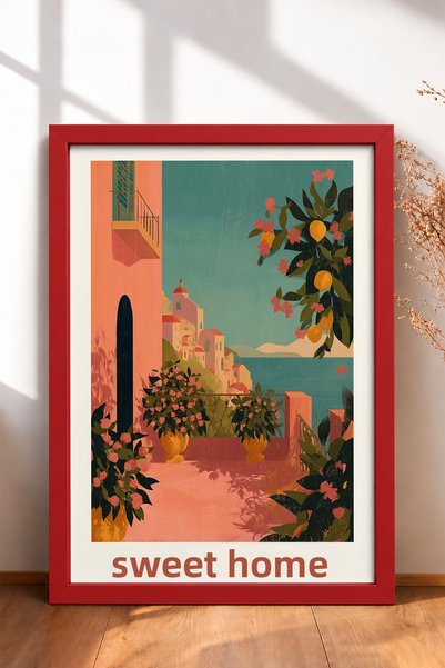 HOMEPACK لوحة مكتوب عليها Casa Dolce Casa بإطار على شكل شرفة بحرية، ملصق إيطا...