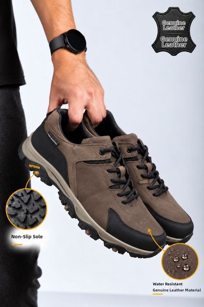 AlbiShoes Мъжки зимни ортопедични обувки от естествена кожа с термо неплъзгащ...