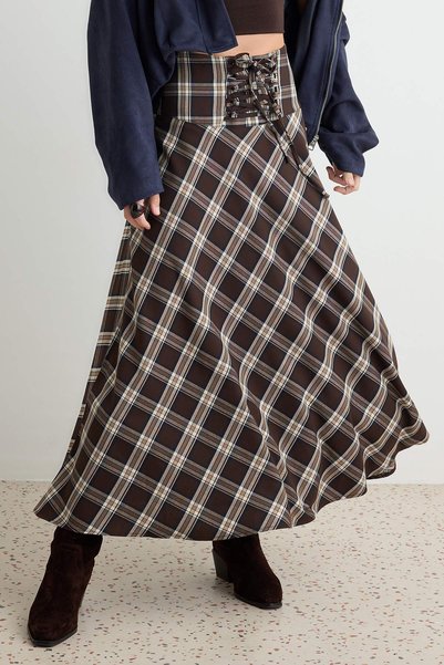 Trendyol Collection تنورة بنية اللون TWOAW27ET00186