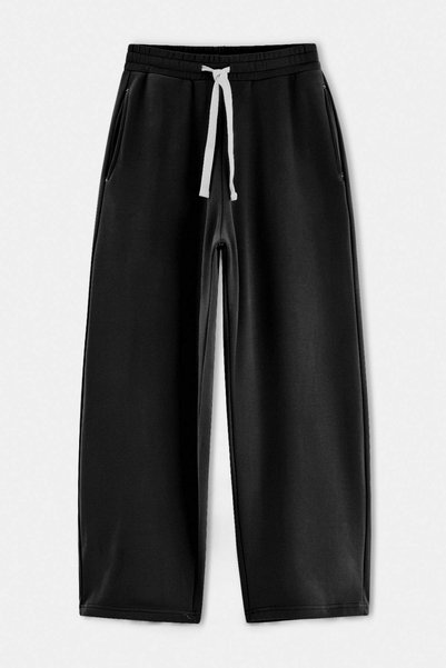 Trendyol Collection Pantaloni de trening negri, cu croială largă, moale, de g...