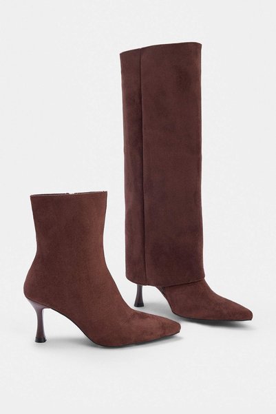 TRENDYOL SHOES Dark Brown Suede 7.5 cm Women's Boots&Ankle Boots Takaw27Cz00013