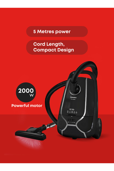 Tornado Vacuum Cleaner 2000 Watt HEPA Filter Black
