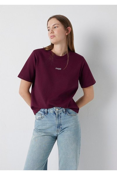 Mavi Logo Printed Interlock Claret Red T-Shirt Regular Fit / Normal Cut 16128...