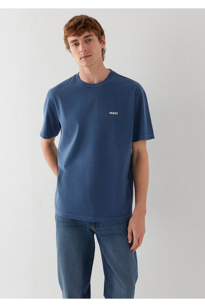 Mavi Logo Printed Navy Blue T-Shirt Loose Fit / Comfortable Cut 0613346-70718