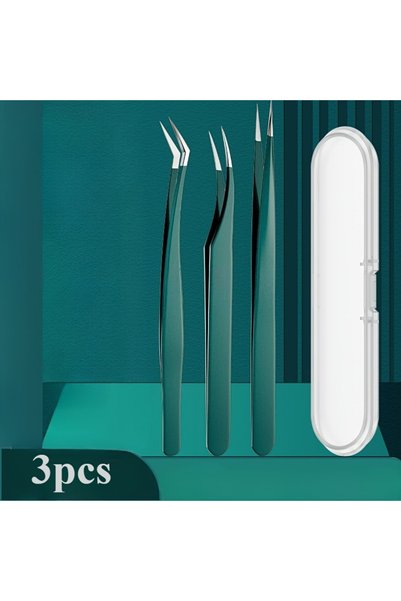Choice3 طقم أدوات تمديد الرموش عالية الدقة 3 قطع، ملاقط تطعيم الرموش، مشبك ال...