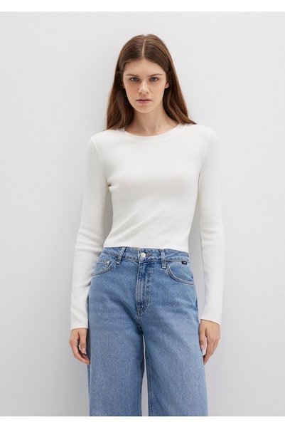 Mavi Crew Neck Ecru Crop Sweater Crop / Short Cut 1710474-70057