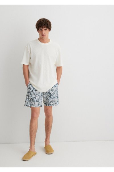 Mavi Pantaloni scurți de baie imprimați 0911894-71577
