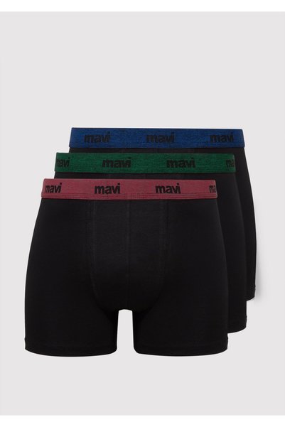 Mavi 3lü Siyah Basic Boxer 0911408-85585