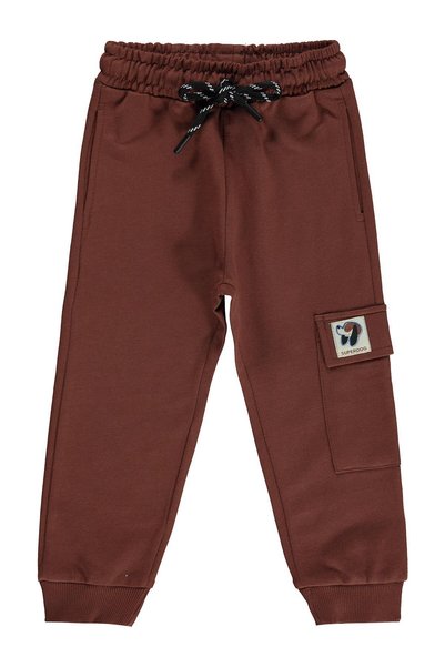 Sılversun Label Embroidered Cargo Pocket Sweatpants for 2-7 Years Old - Brown