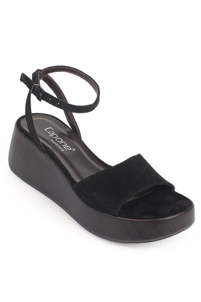 Capone Outfitters Shanna Genuine Leather Suede Wedge Heeled Women's Sandals
