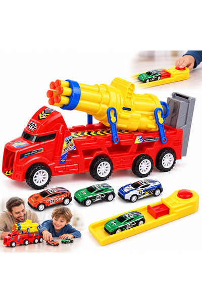 Wanderfull Camion interactiv ANGMAD 33cm cu Lansator de Masinute, 3 Masini Me...