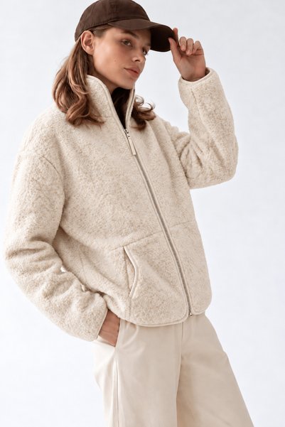 Mixray 4984 Women's Zippered Front Pocket Soft Textured Stand Collar Fleece S...