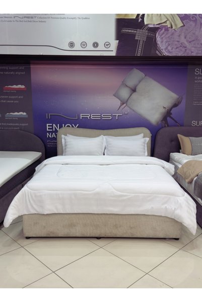 INREST طقم لحاف فردي أبيض من رويال لاين – 4 قطع من أغطية السرير الفندقية المخ...