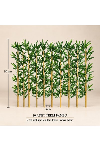 ERHAN FLOWERS Yapay Yapraklı Bambu Çubuğu 90 Cm 10 Adet