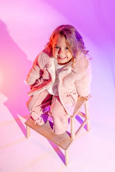 Jikko Baby Girl's Plush Jacket, T-Shirt, Bow Detail, Wide Leg Pants, 3-Piece ...