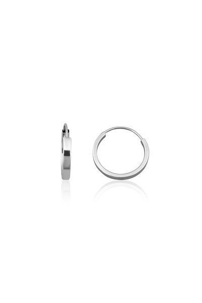 Altınkesesi 14 Ayar Altın Düz Beyaz Halka Küpe Gizli Kilit 1.6 Cm