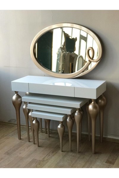 BENGİ TİCARET Dresuar-Zigon ST 18186 Tombul İmza Oval ayna Kayın MDF ayak Tab...