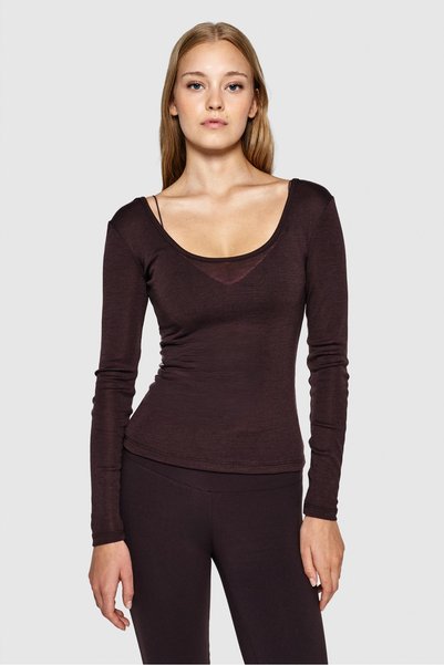 y.orstruly MERINO BALLET TOP - KADIN %100 MERİNO YÜNÜ UZUN KOLLU NEFES ALABİL...